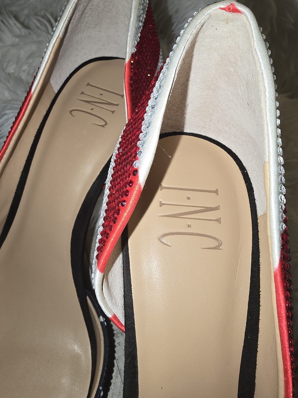 Women's Star & Stripe Rhinestone Pointed Heels - Red White Blue - Picture 4 of 5